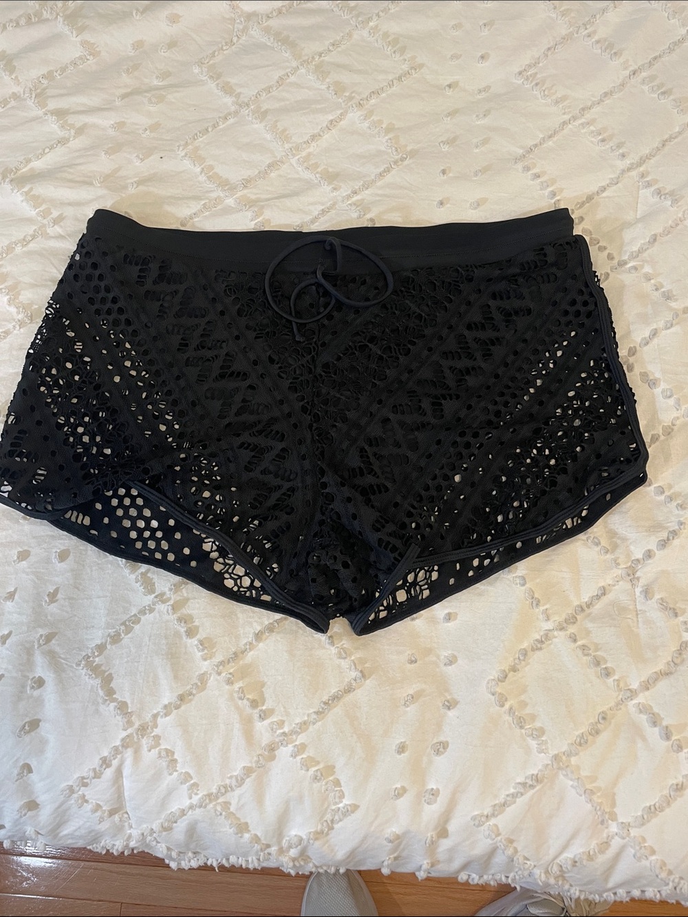 Women’s Black Crochet Swim Shorts